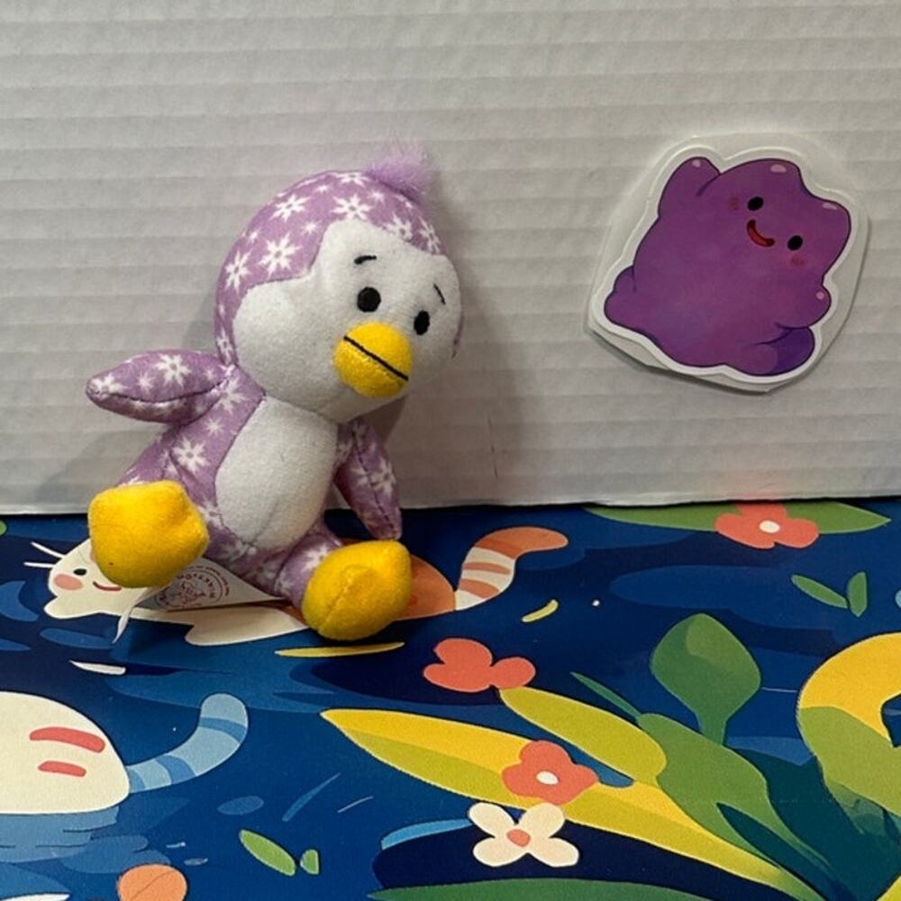 Build a Bear Twinkles Penguin Sitting Purple White Stars Stuffed Animal